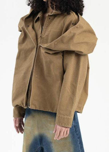 Hooded Faux Two-piece Jacket