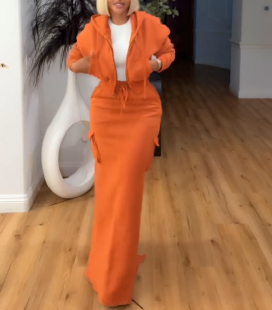 Cargo Hoodie and Cargo Skirt Set