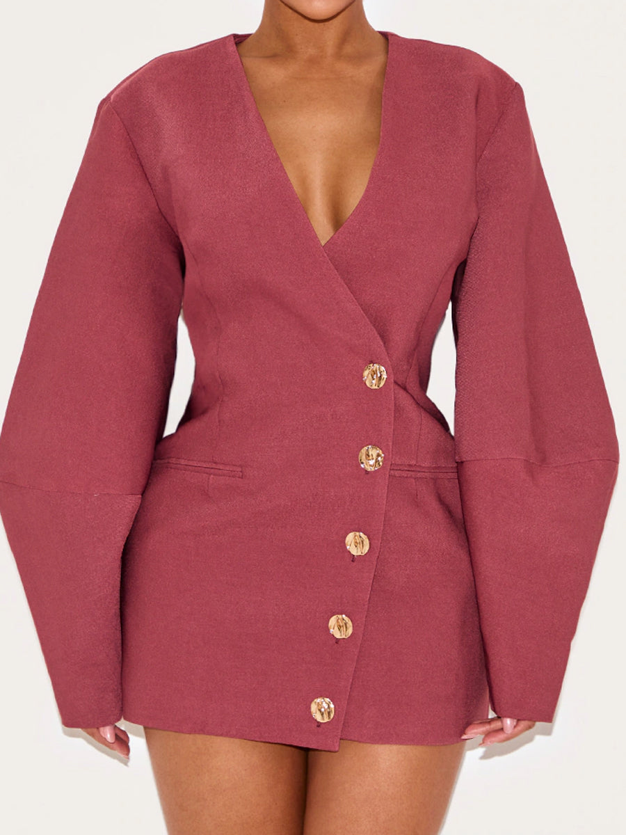 Fashion V Neck Blazer Dress