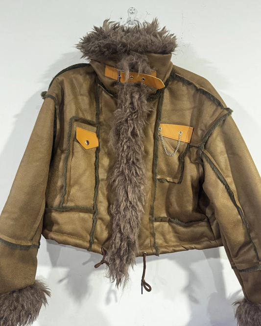 Retro Olive Green Lambskin Coat