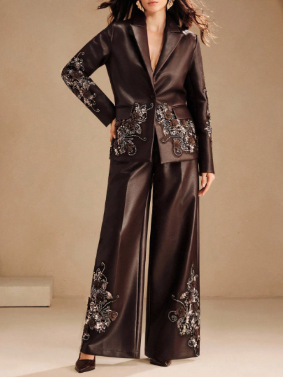 Solid Color Diamond Lasel Leather Suit（Free shipping）