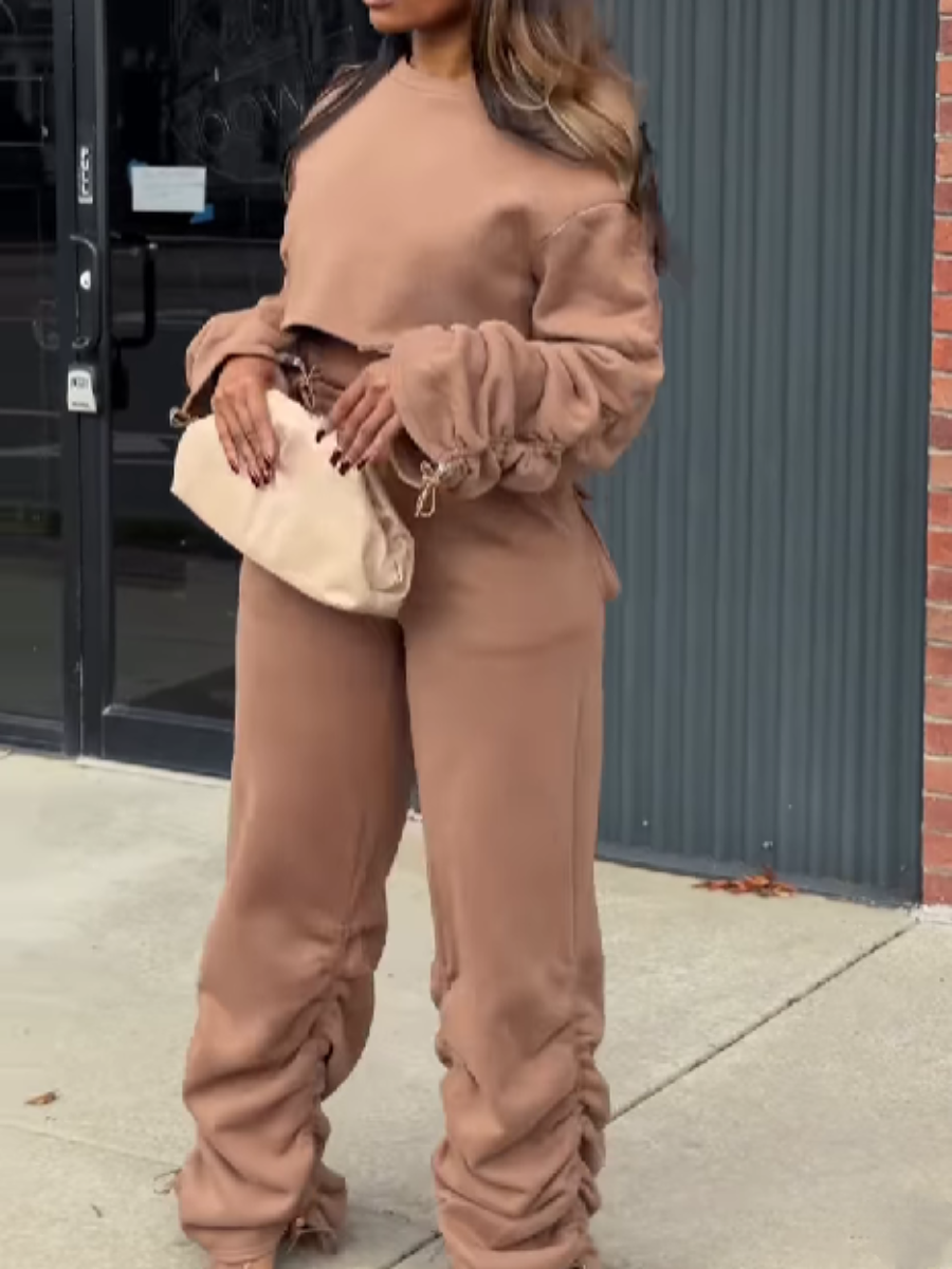 Drawstring Design Pants Set