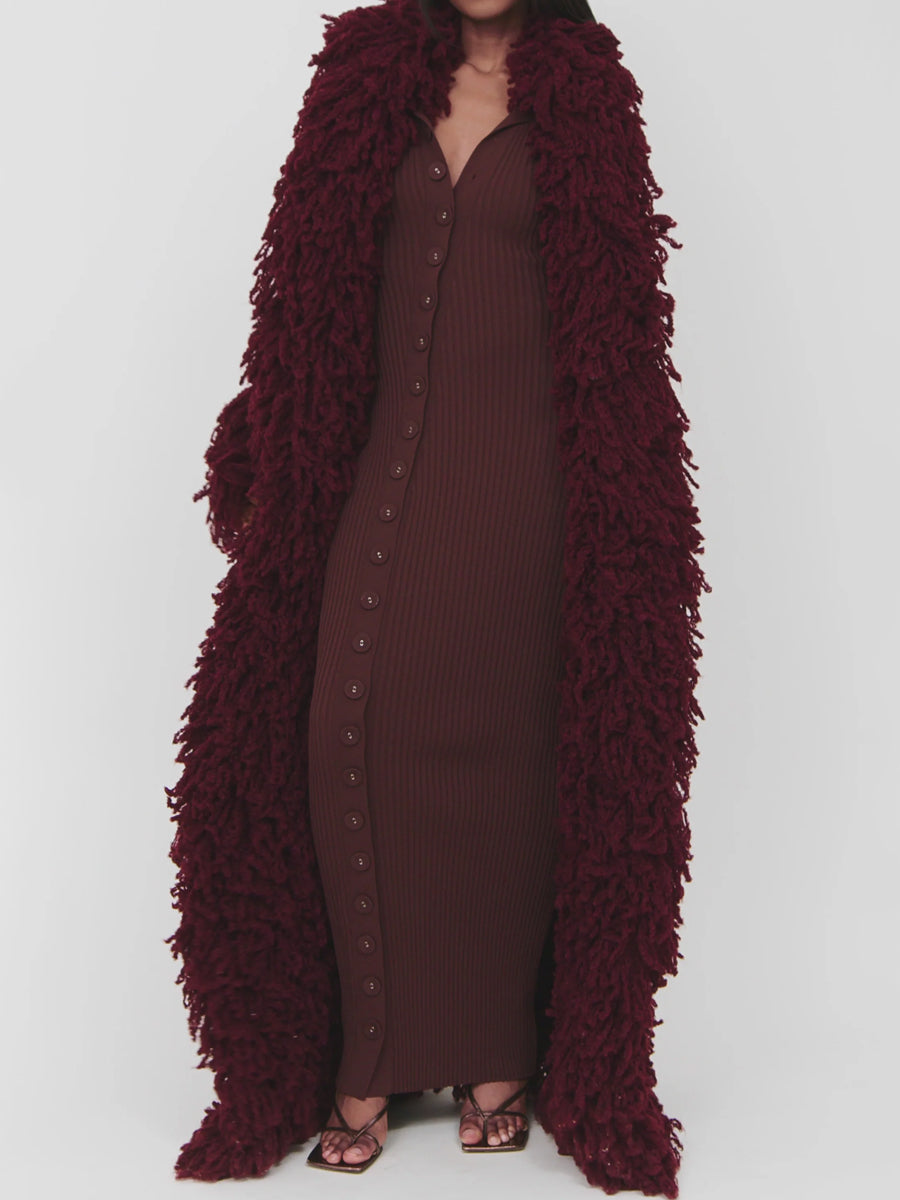 Fashion Oversized Fringe Knitted Coat