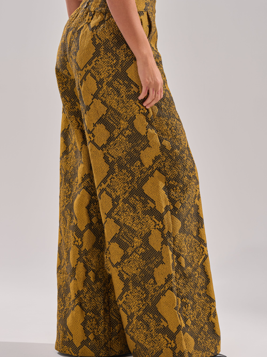 Abstract Snake Print High-Waist Pants