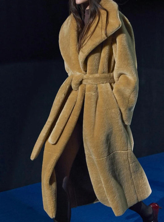 Lace-up Faux Fur Coat