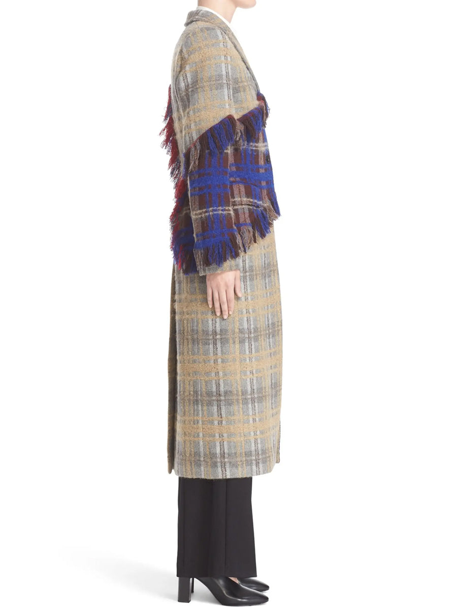 Fashion Fringe Patchwork Long Sleeve Coat