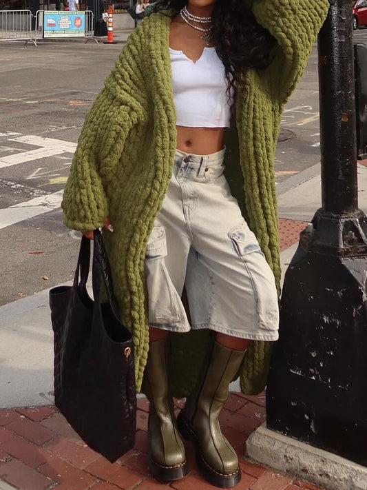 Thickened Sweater Loose Long Cardigan