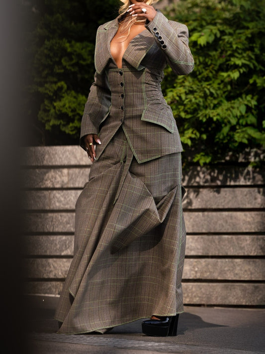 Two-piece Plaid Shirt Dress