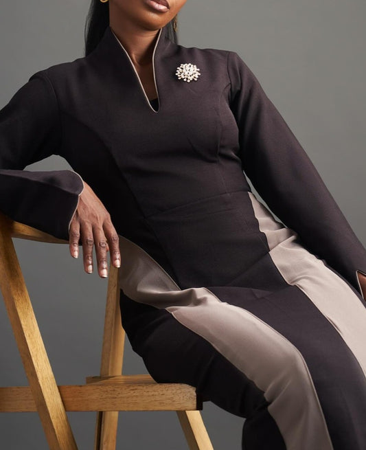 Black Color-blocked Dress