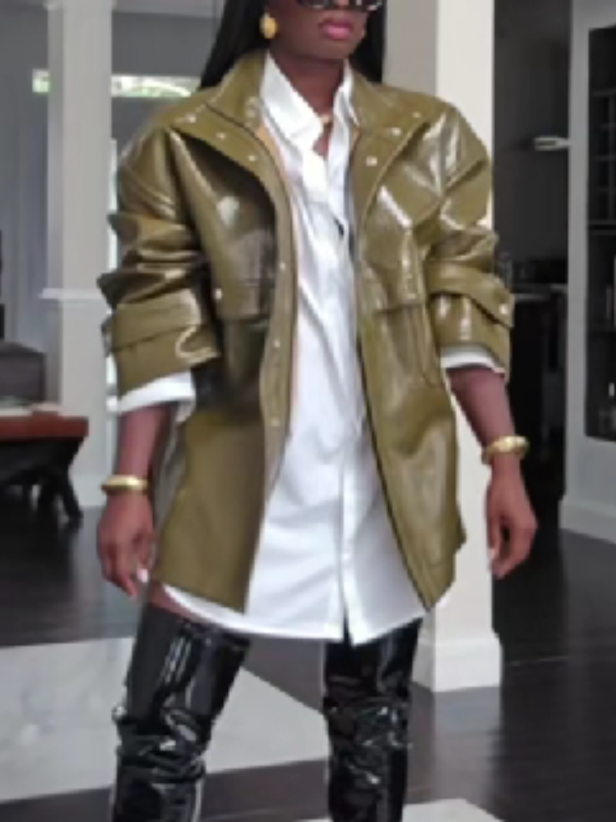 Patent Leather Cool Loose Leather Coat