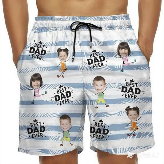 Custom Photo Best Dad Grandpa Ever -  Custom Unisex Swim Trunks