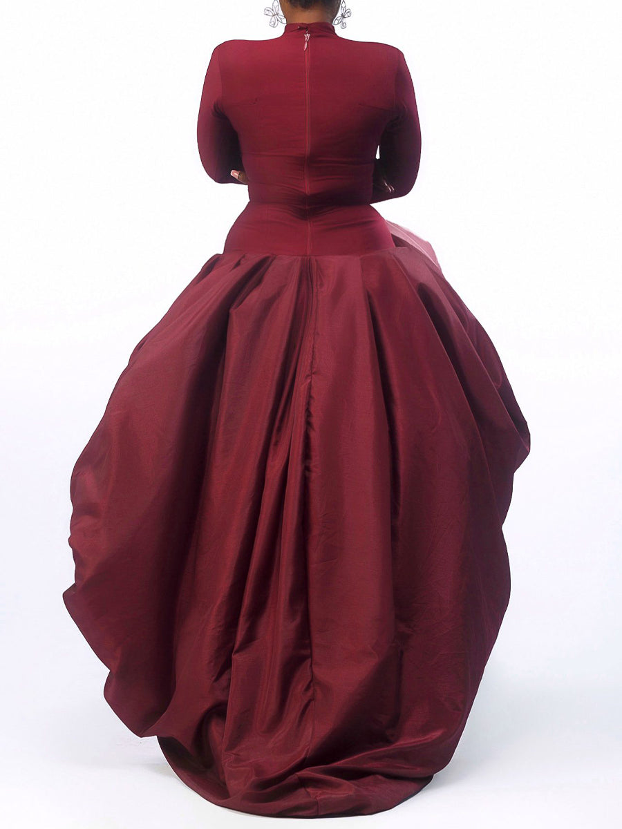 Asymmetric Hem Patchwork Elegant Dress Gown