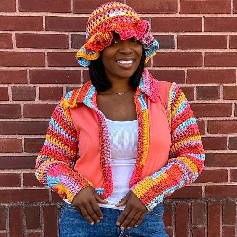 Fashion Two Strand Chunky Ruffle Hat