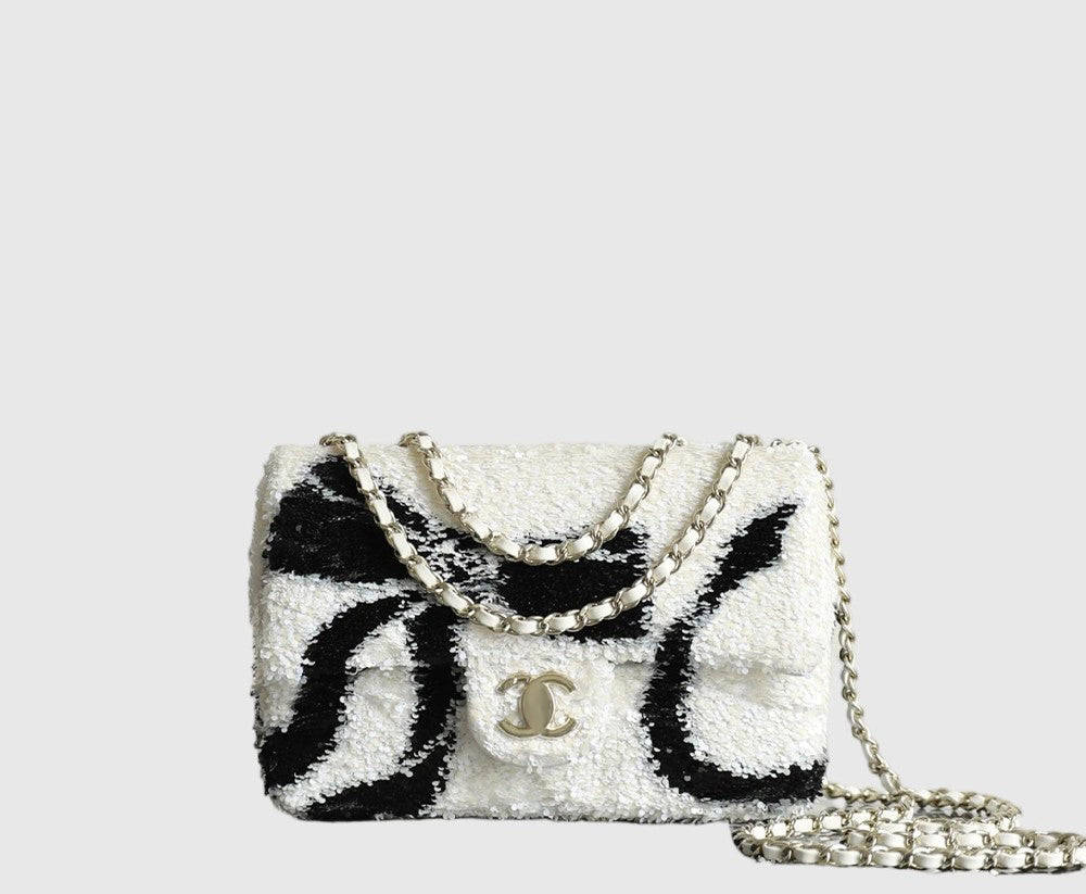 Bow Sequined Flap Bag