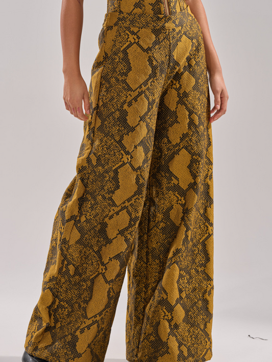 Abstract Snake Print High-Waist Pants