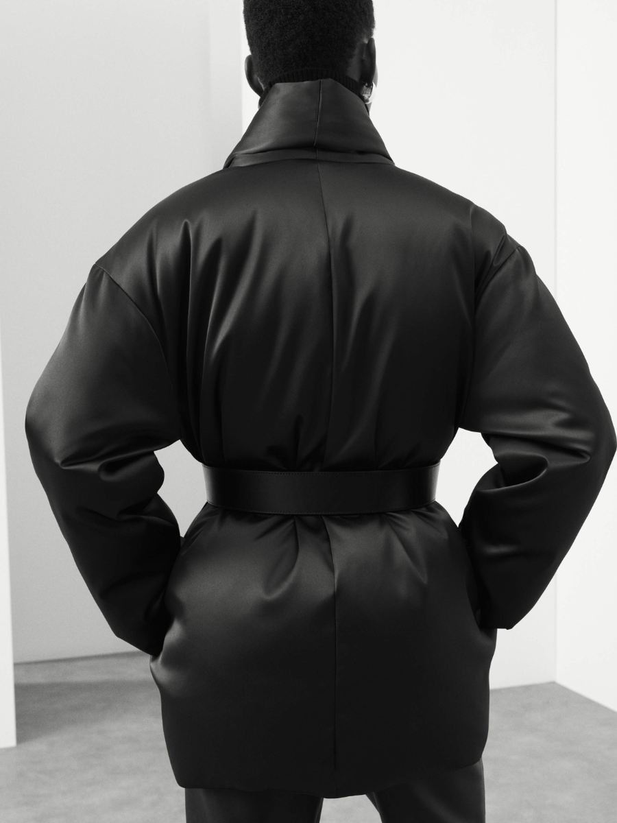 Smooth Satin High Neck Coat（Free shipping）