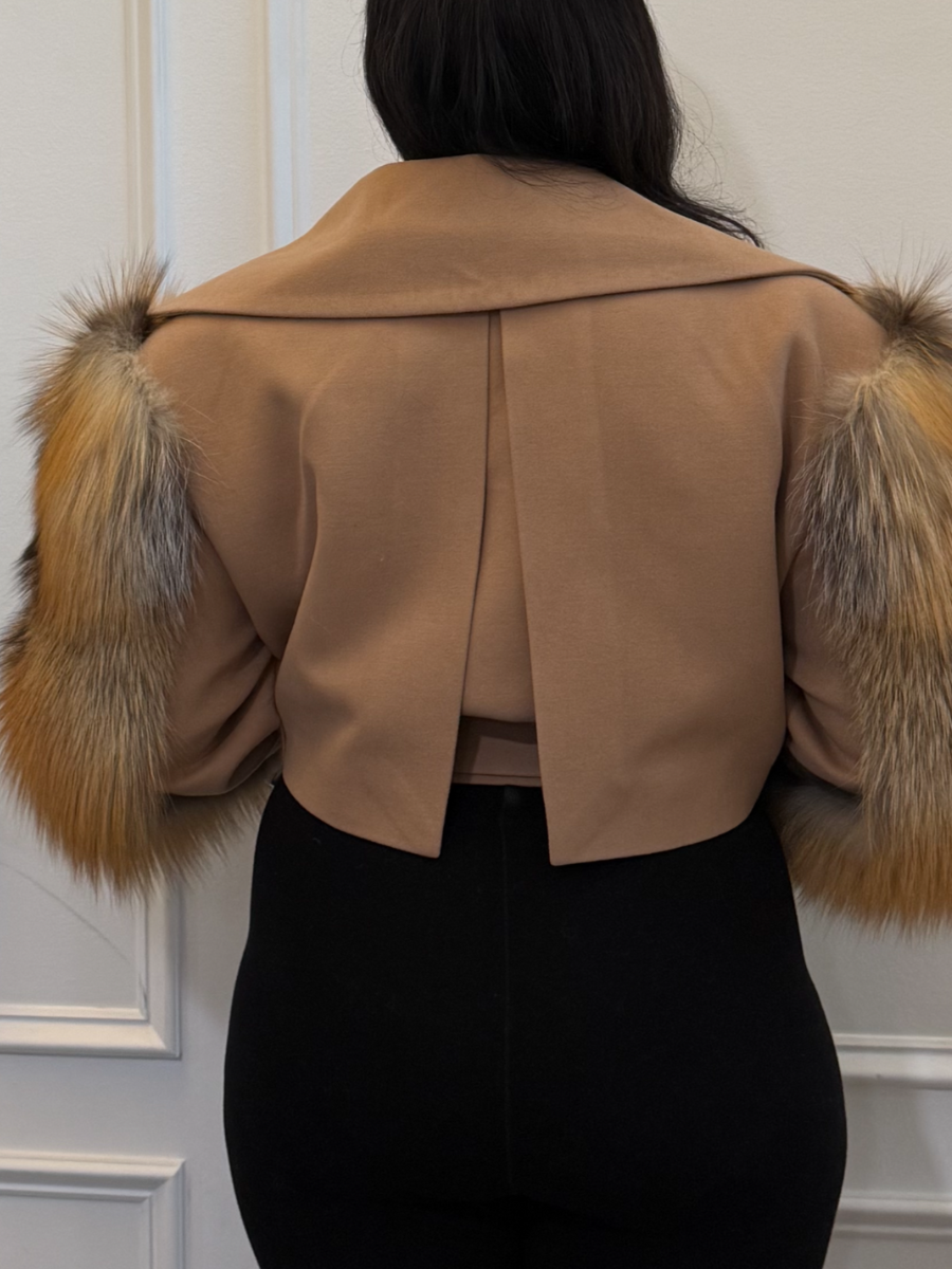 Plush Sleeves Short Coat