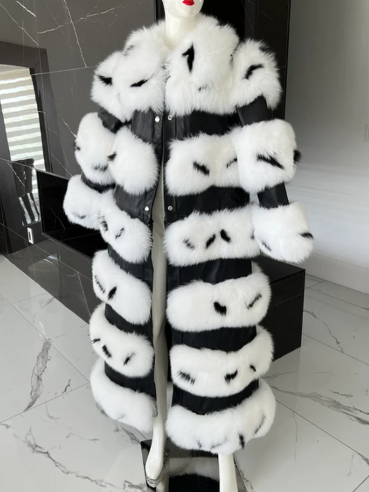 Zebra Faux Fur Leather Removable Coat