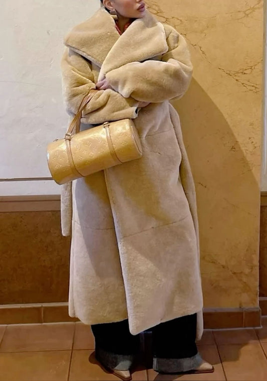 Lace-up Faux Fur Coat