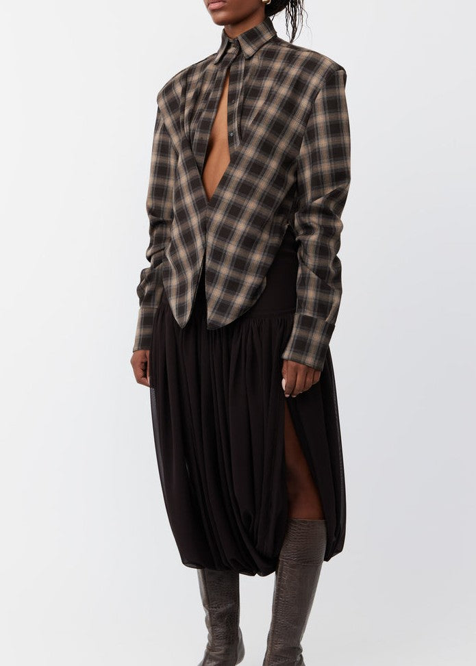 Plaid Shirt With Waist Design