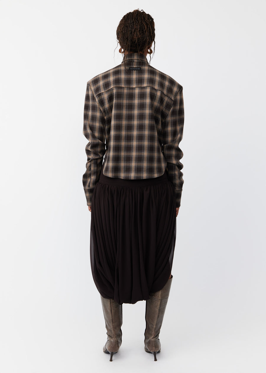 Plaid Shirt With Waist Design