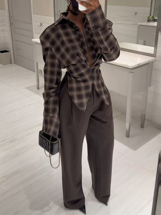 Plaid Shirt With Waist Design