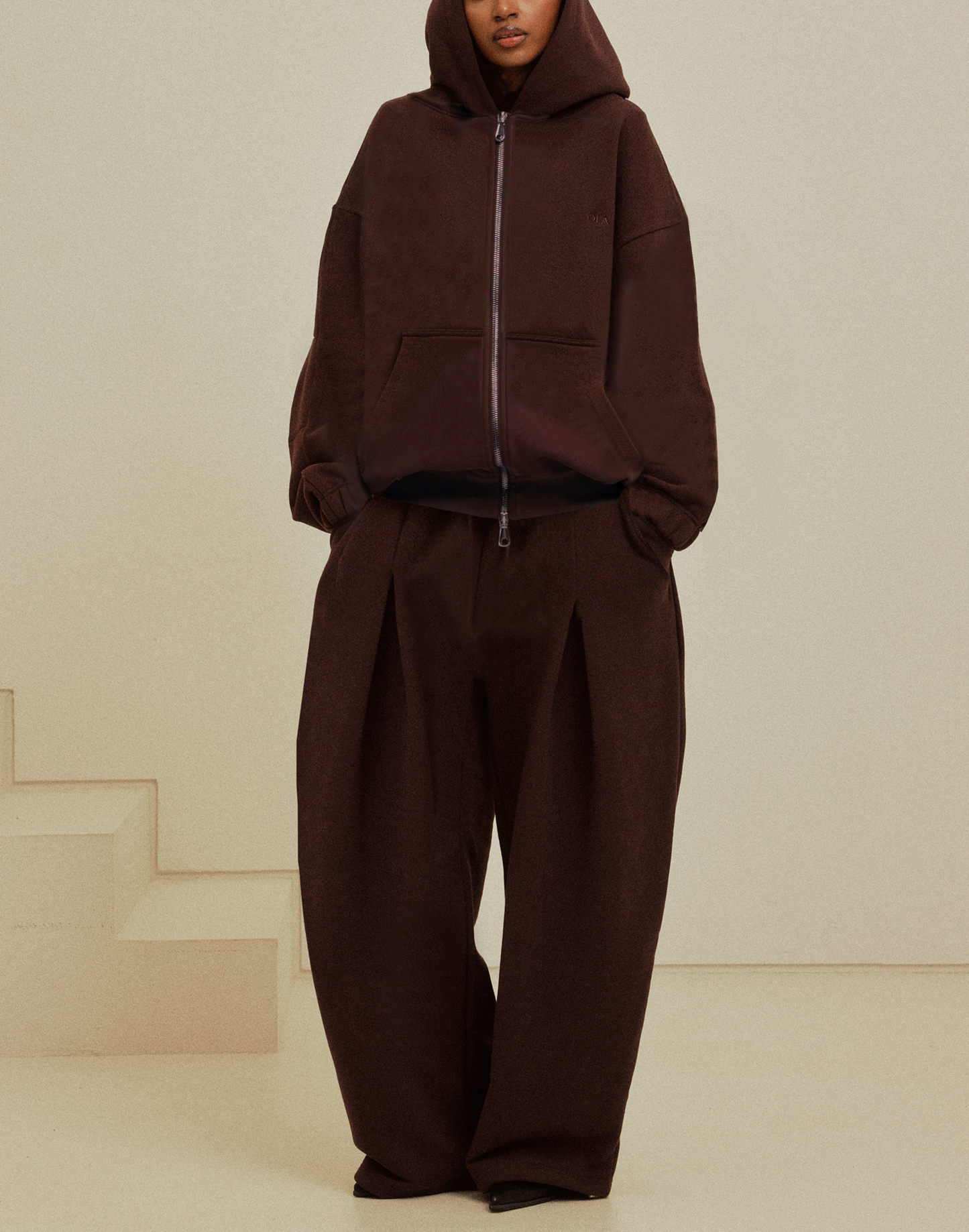 Hooded Solid Color Zipper Suit