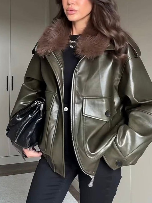 Fur-lined Leather Coat