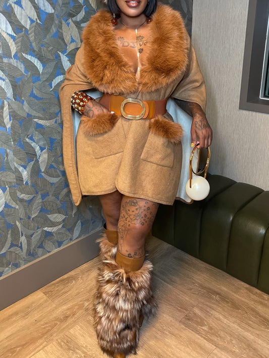 Fur Cape With Hood（Free shipping）