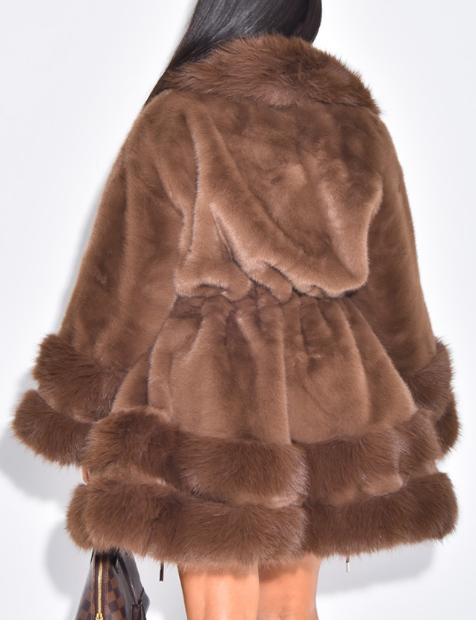 Classy Faux Fur Poncho Coat