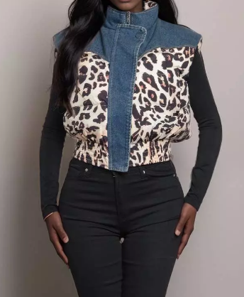 Denim Bomber Vest Jacket