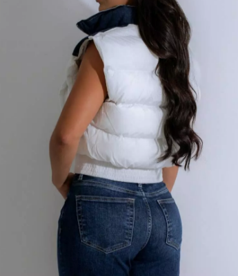 Denim Bomber Vest Jacket