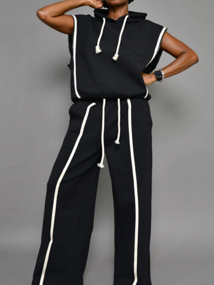 Contrast Stripe Sport Suit