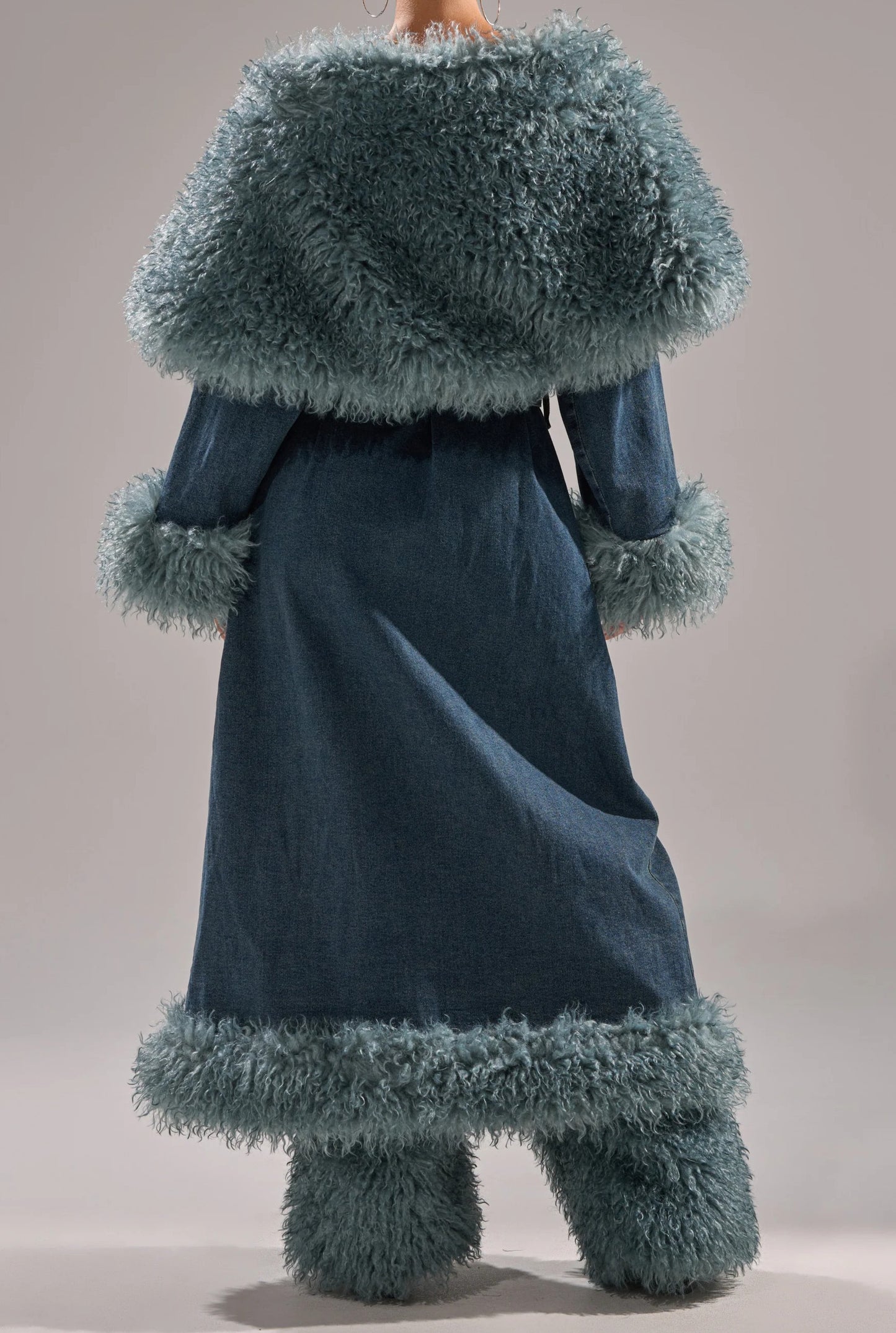 Frayed Denim Trench Coat（Free shipping）