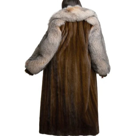 Contrast Faux Fur Long Coat