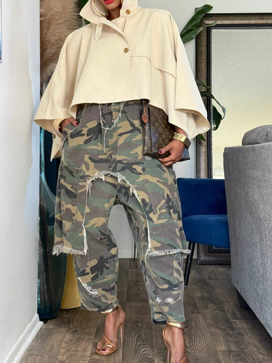 Camouflage Denim Harem Pants