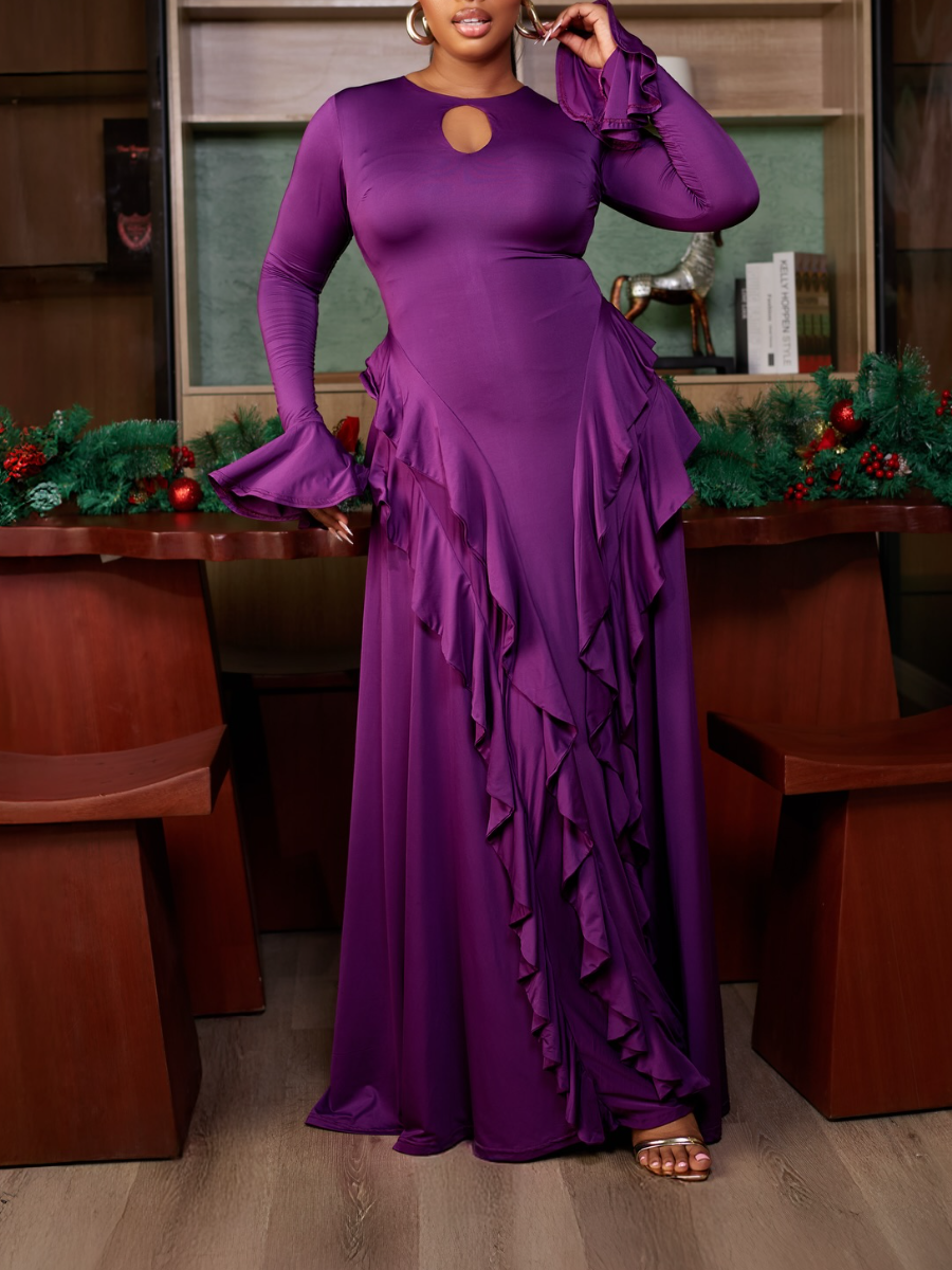 Chest Cutout Crewneck Slim Dress