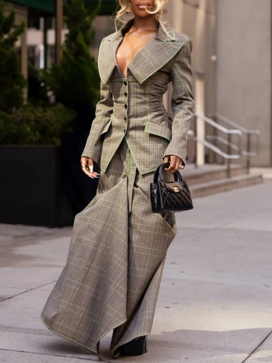 Two-piece Plaid Shirt Dress