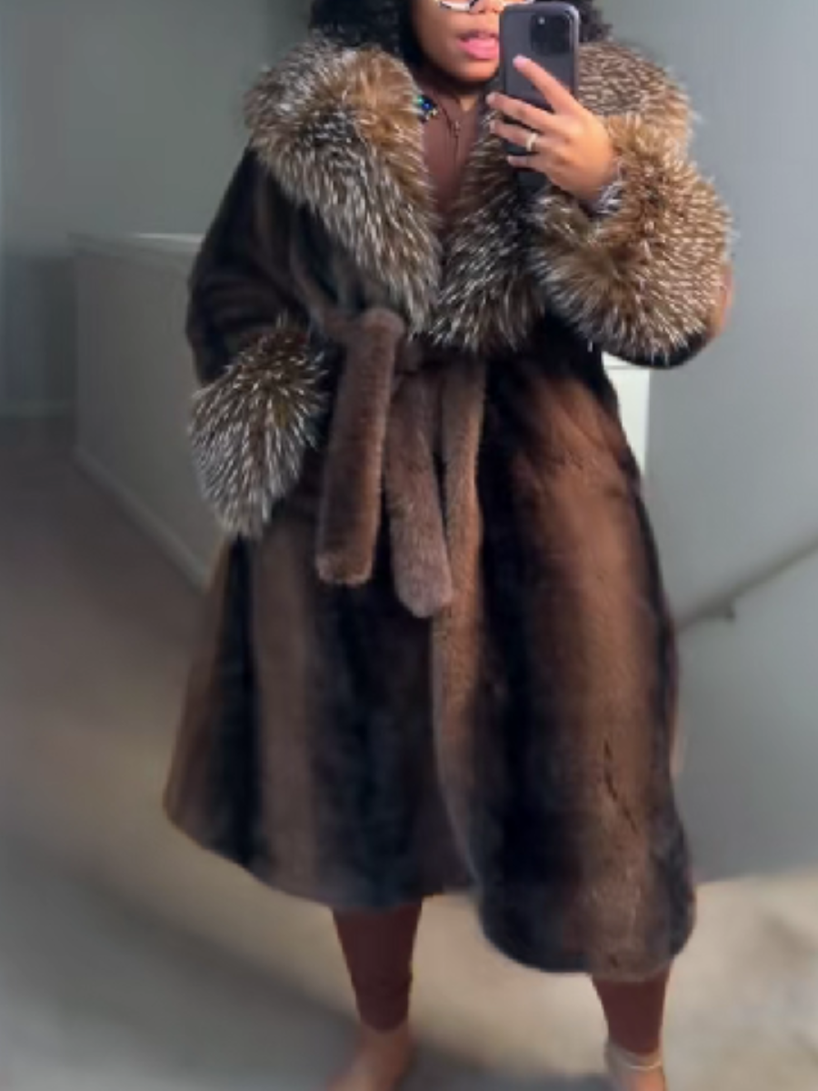 Large Plush Lapel Coat（Free shipping）