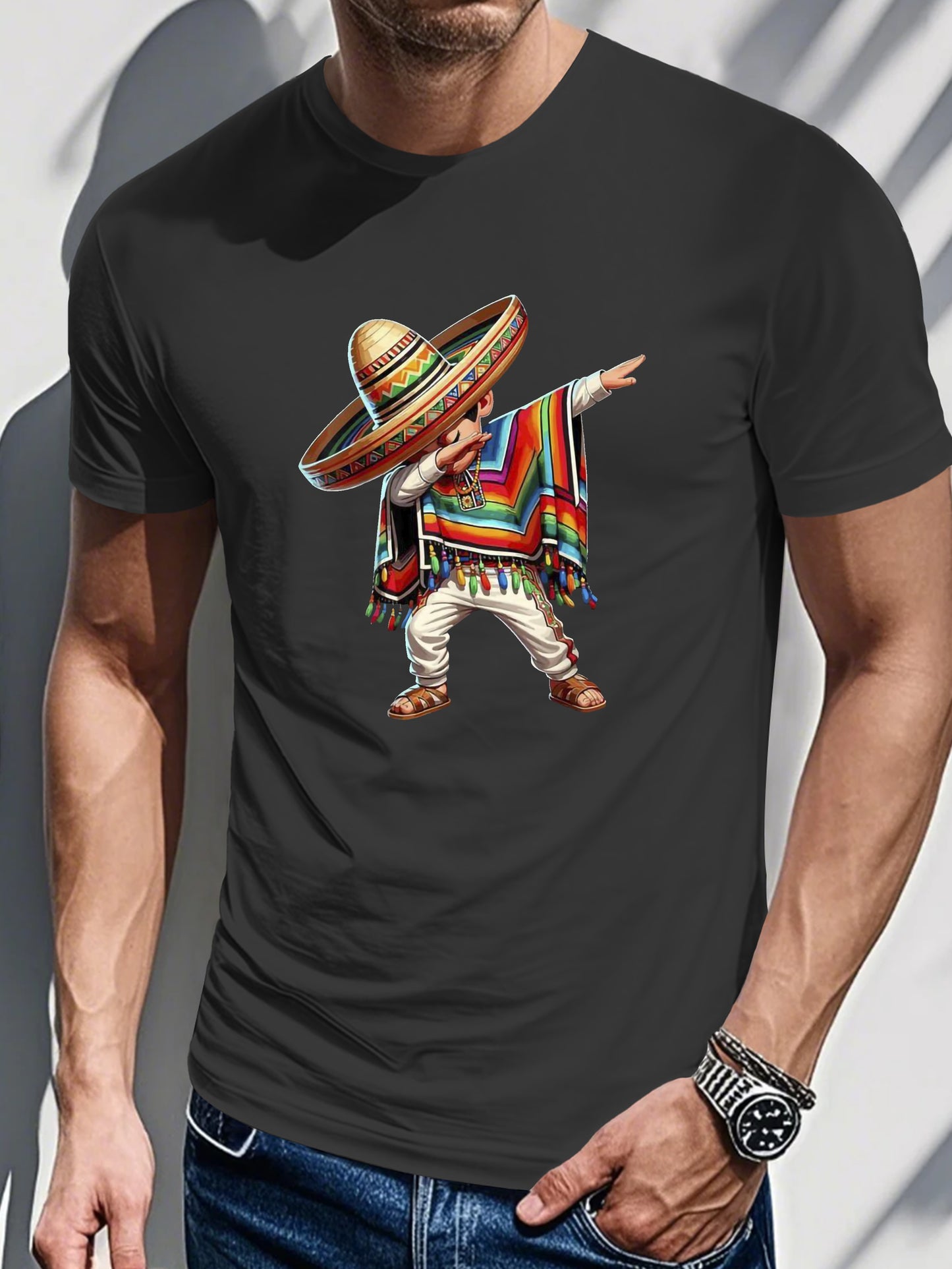 Casual Cotton Tees T-Shirt with Mexican Sombrero